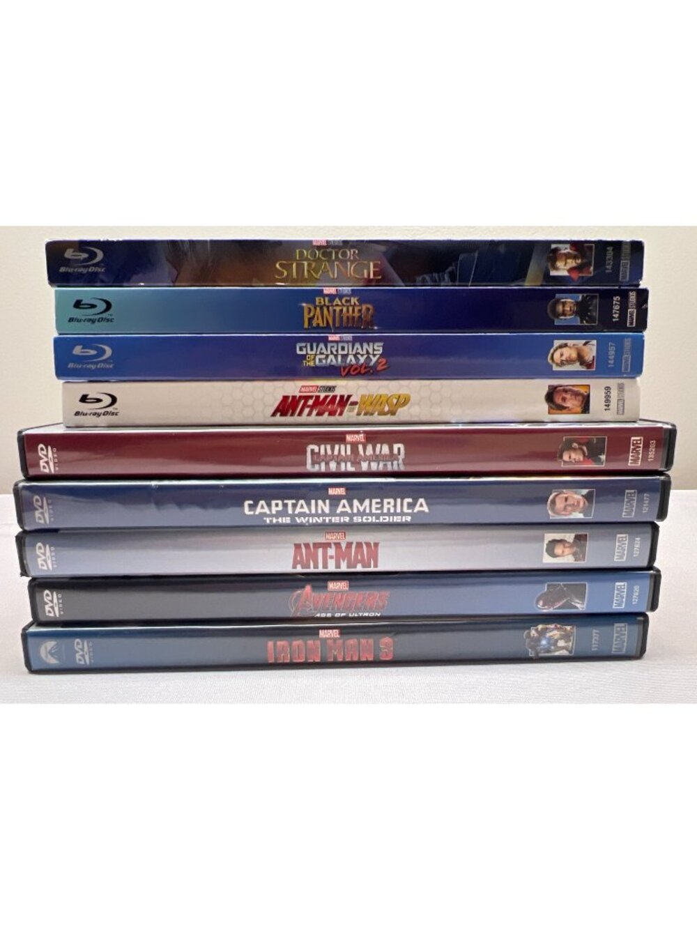 Marvel DVDs Blu Ray Lot 9 Movies Civil War Captain America Iron Man Dr. Strange